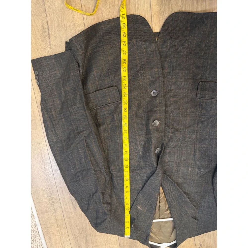 Hardwick Clothes Mens 42R Brown Plaid 3 Button Blazer Sport Coat Tailored in USA